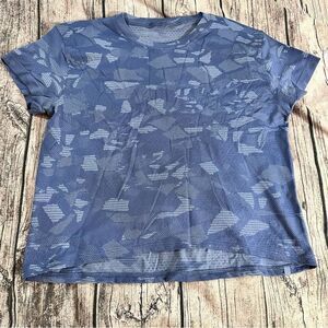 Lululemon Blue Textured Mesh Knit Activewear Top Size ~8